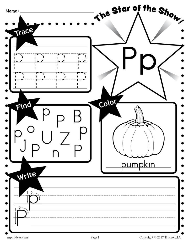 Free Letter P Worksheet: Tracing, Coloring, Writing &amp;amp; More throughout Tracing Letter P Worksheets