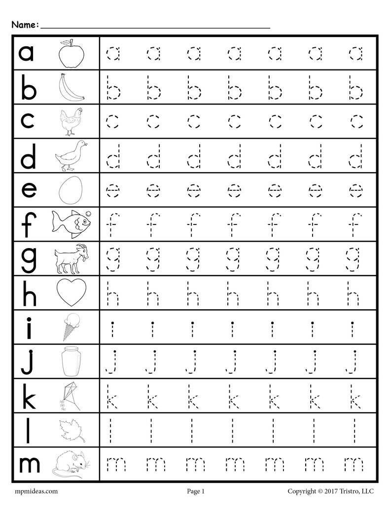 Free Lowercase Letter Tracing Ets And Printable Learning with Printable Abc Tracing Letters
