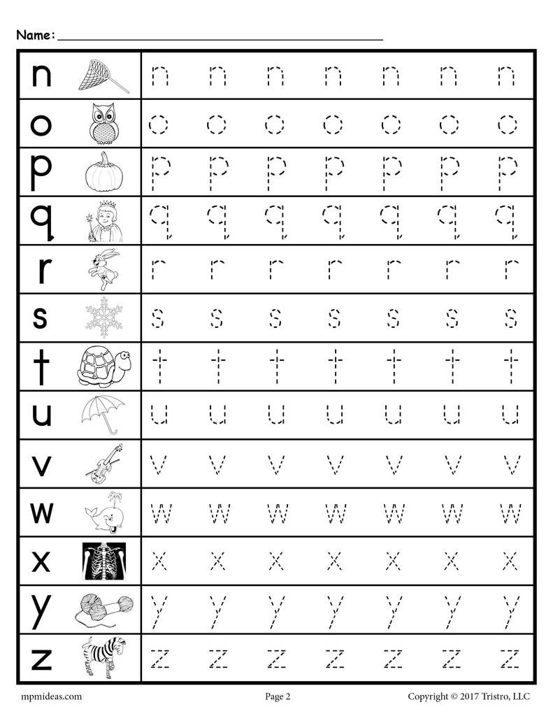 Free Lowercase Letter Tracing Worksheets | Letter Tracing inside Abc Alphabet Tracing Letters