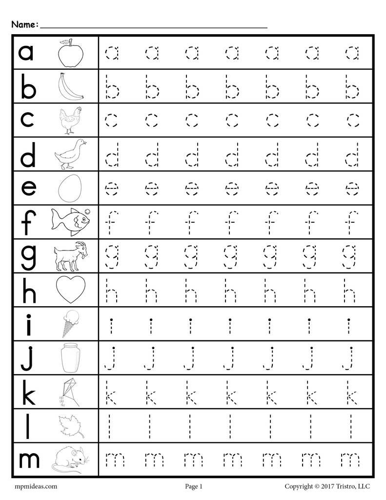 Free Lowercase Letter Tracing Worksheets | Letter Tracing throughout Free Tracing Alphabet Letters