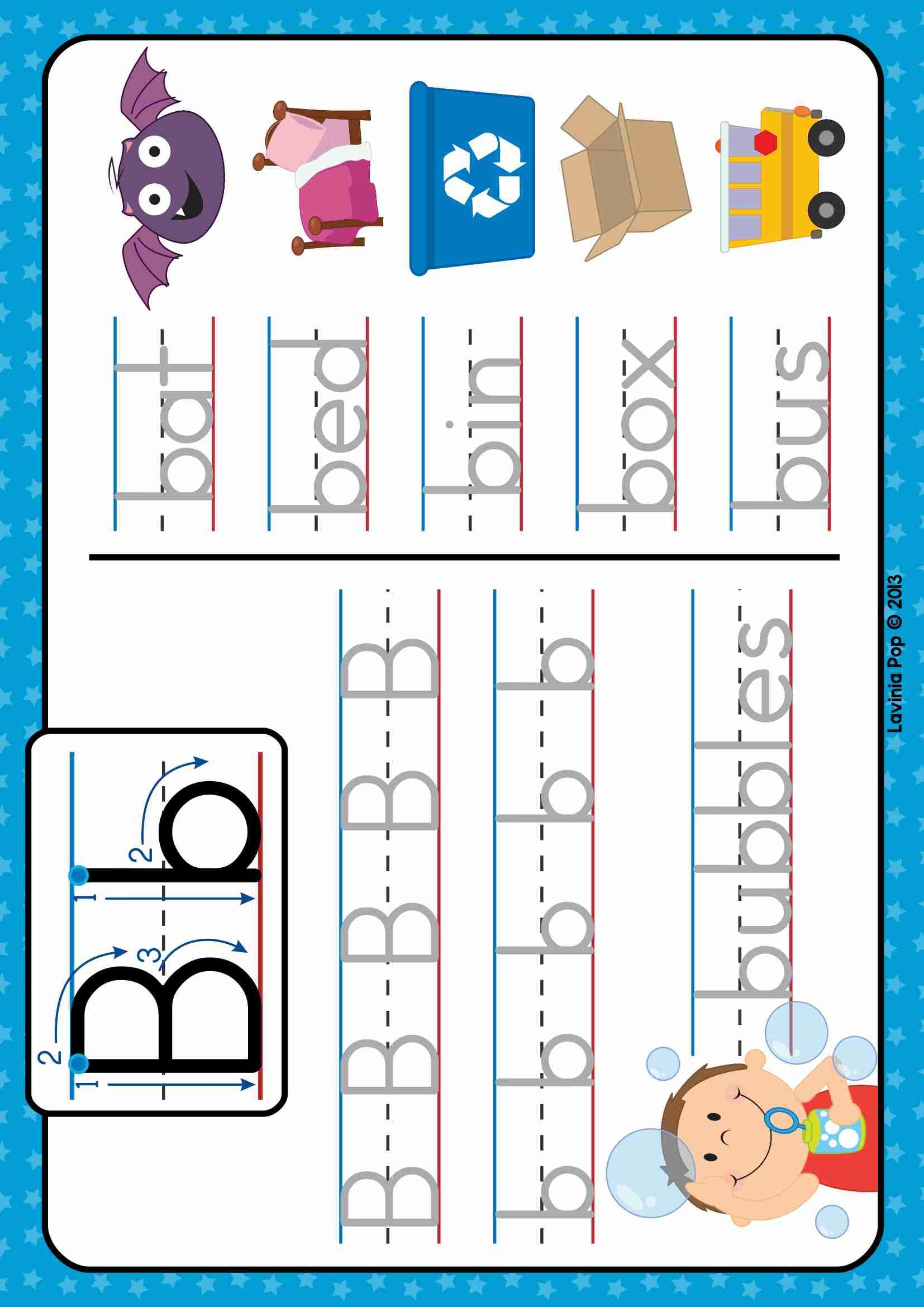 Free Phonics Letter Of The Week B. Write And Wipe Tracing within Tracing Letters And Words