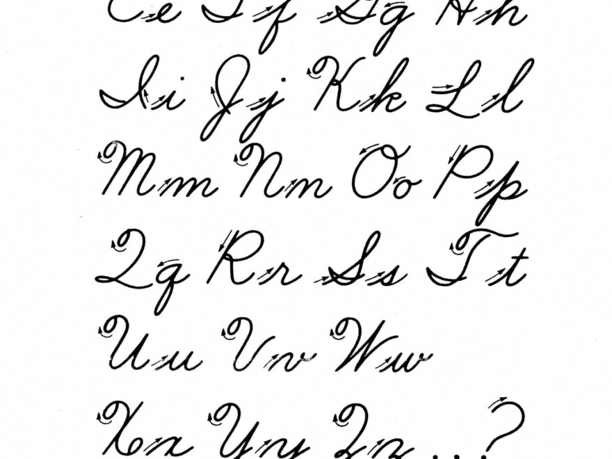 Free Printable Cursive Alphabet Letters #improvehandwriting inside Tracing Cursive Alphabet Letters