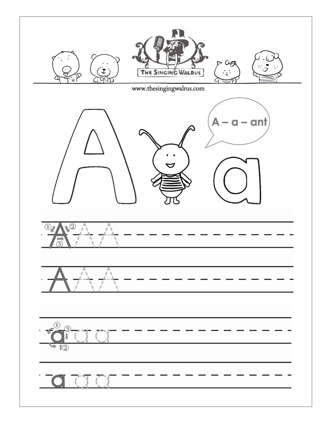 Free Printable Letter A Practice Sheet For Kids, A inside Practice Tracing Alphabet Letters