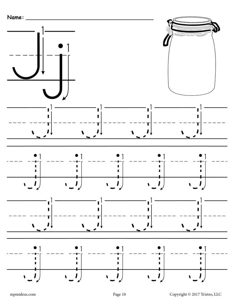 Free Printable Letter J Tracing Worksheet With Number And for Free Printable Letters And Numbers Tracing