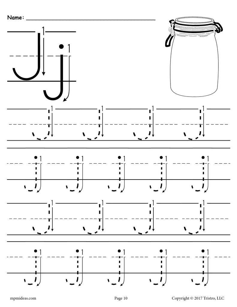 Free Printable Letter J Tracing Worksheet With Number And throughout Interactive Tracing Letters Online