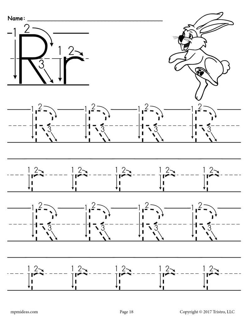 Free Printable Letter R Tracing Worksheet With Number And intended for Tracing Letter R Worksheets