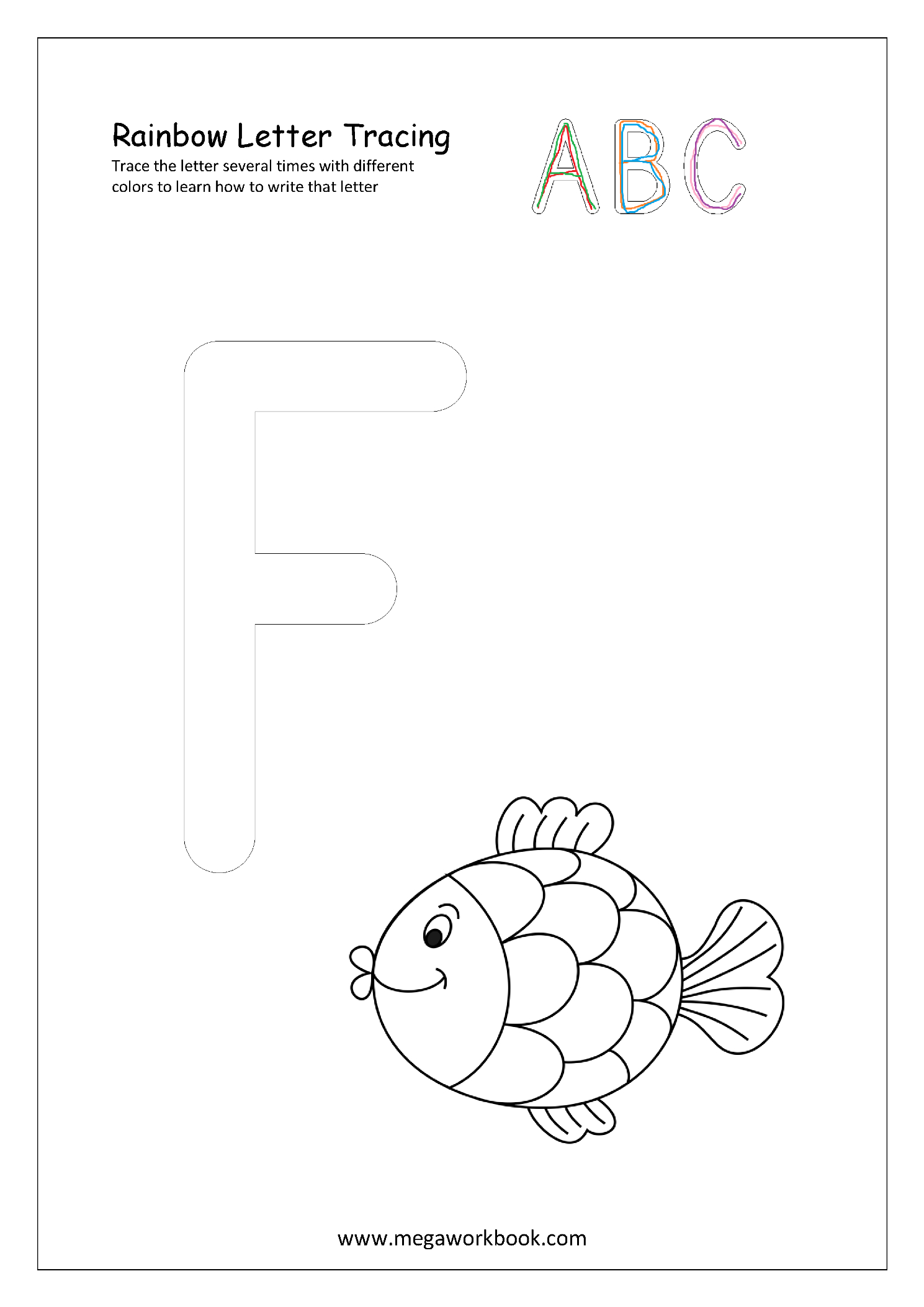 Free Printable Rainbow Writing Worksheets - Rainbow Letter intended for Rainbow Tracing Letters