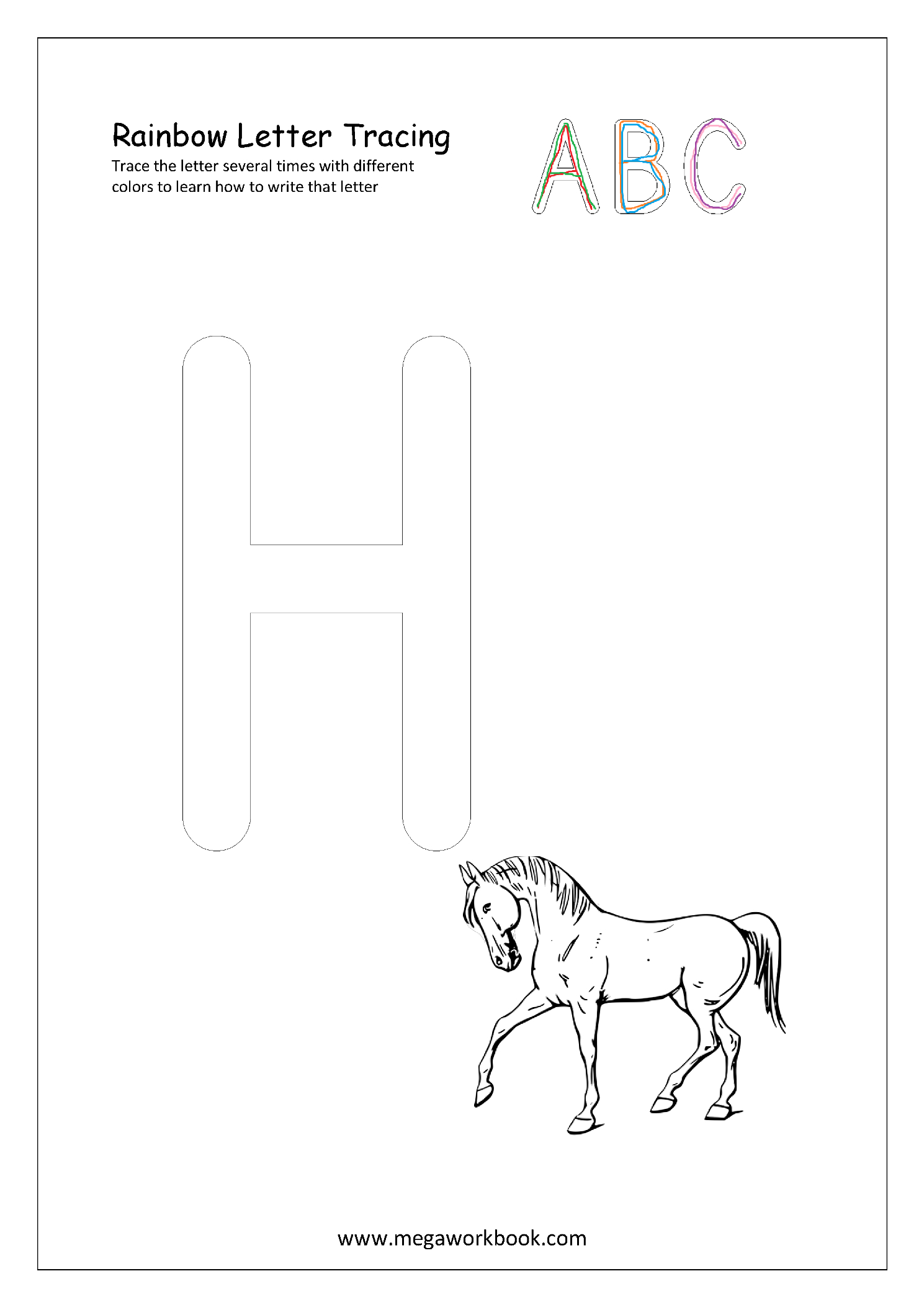 Free Printable Rainbow Writing Worksheets - Rainbow Letter within Rainbow Tracing Letters