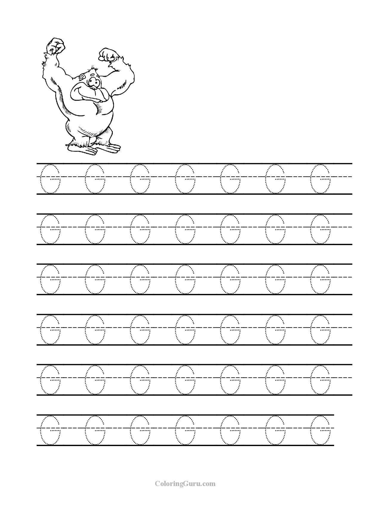 Free Printable Tracing Letter G Worksheets For Preschool for G Letter Tracing Worksheet