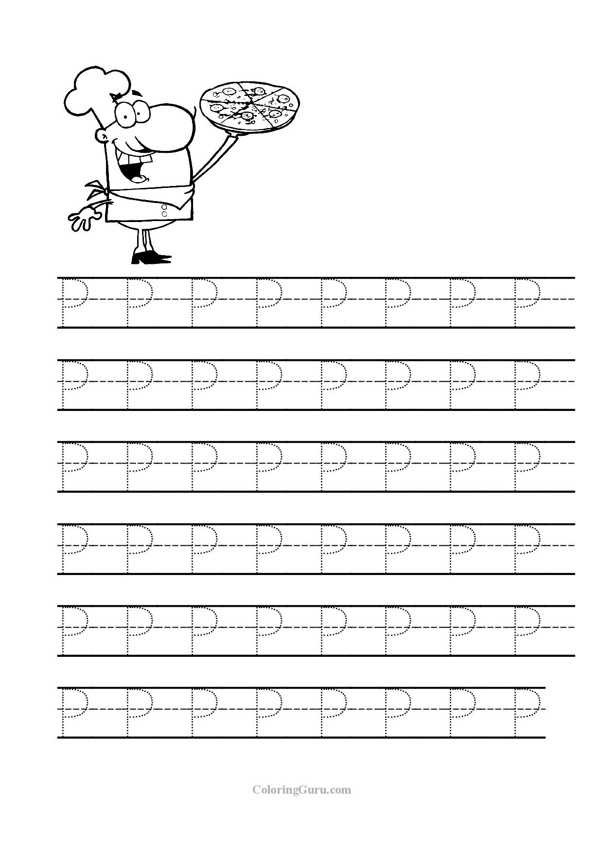 Free Printable Tracing Letter P Worksheets For Preschool regarding Action Alphabet Tracing Letters