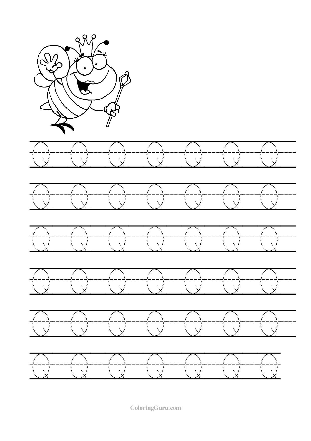 Free Printable Tracing Letter Q Worksheets For Preschool in Tracing Letter Q Worksheets