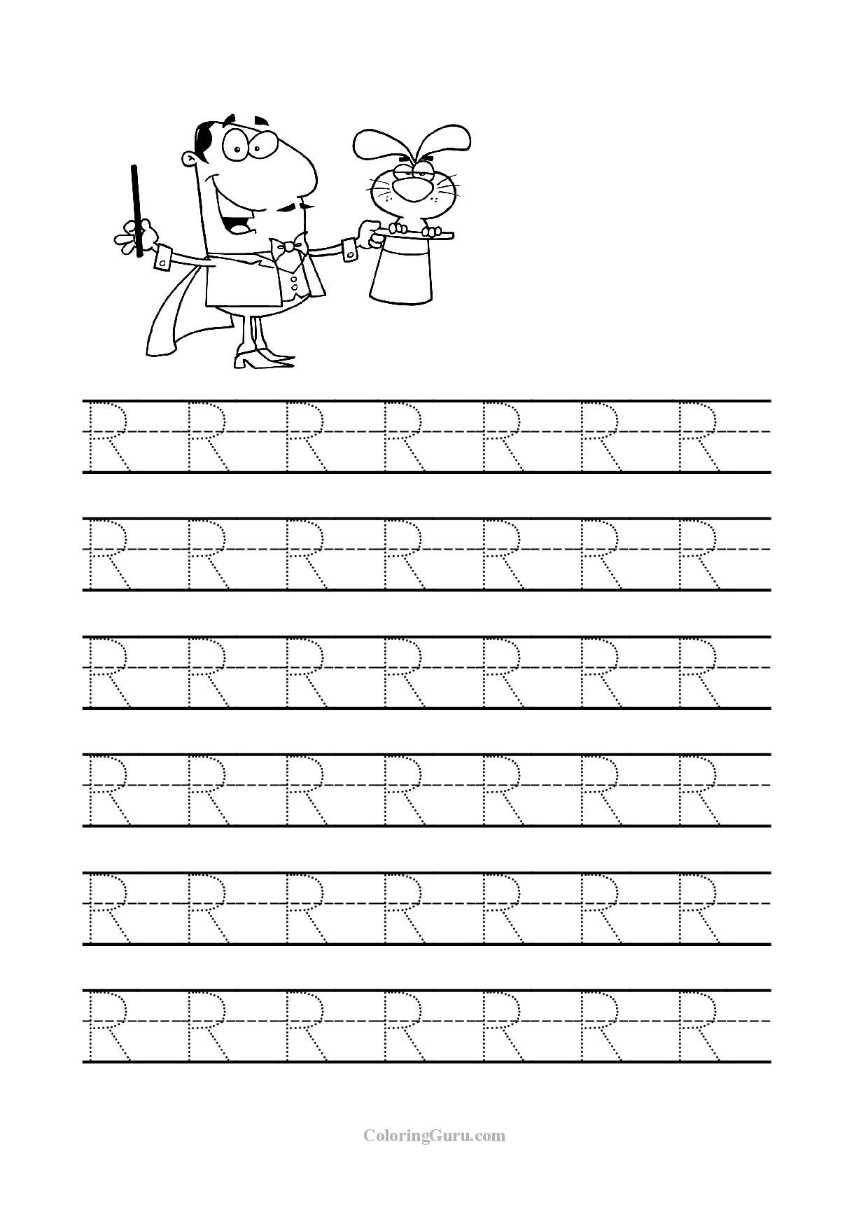 Free Printable Tracing Letter R Worksheets For Preschool regarding Practice Tracing Letters Worksheets