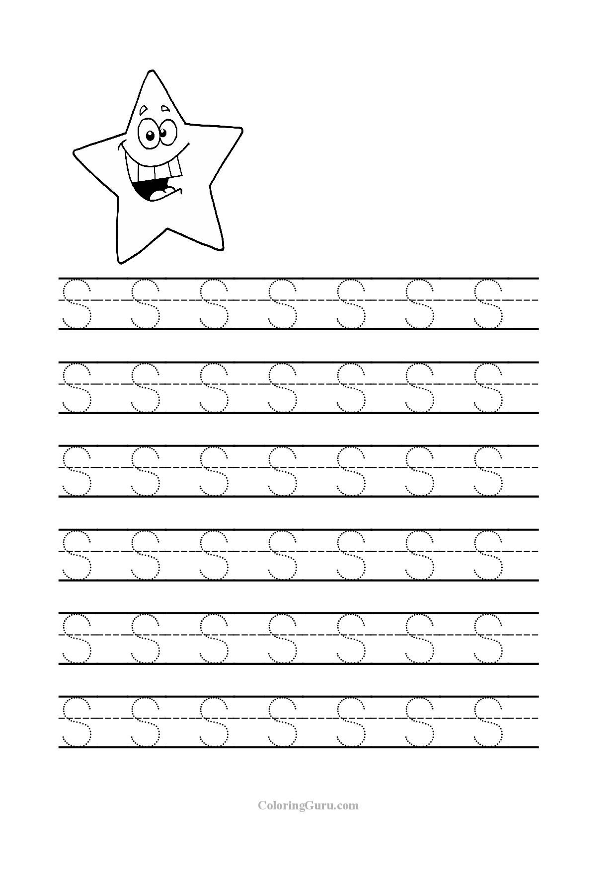 Free Printable Tracing Letter S Worksheets For Preschool with regard to Printable Tracing Letters For Kindergarten
