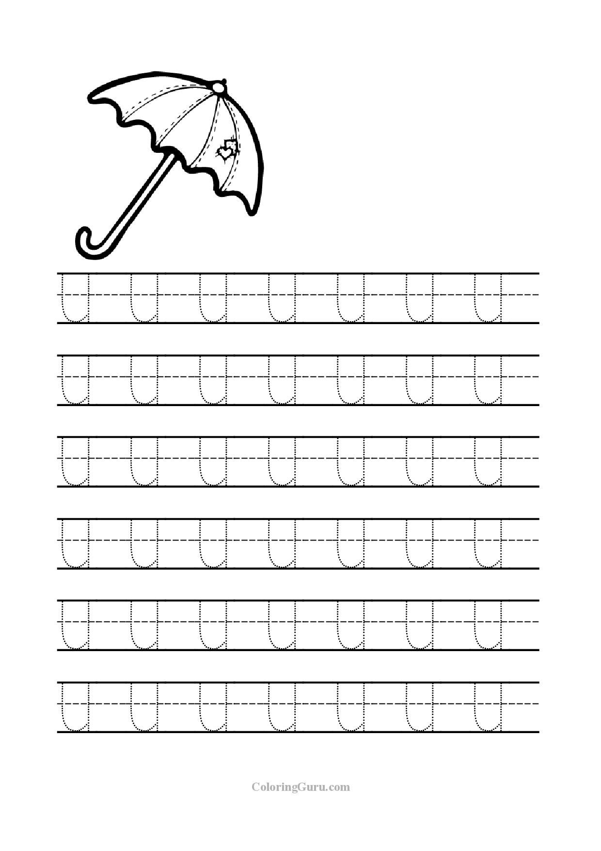 tracing letter u worksheets tracinglettersworksheetscom