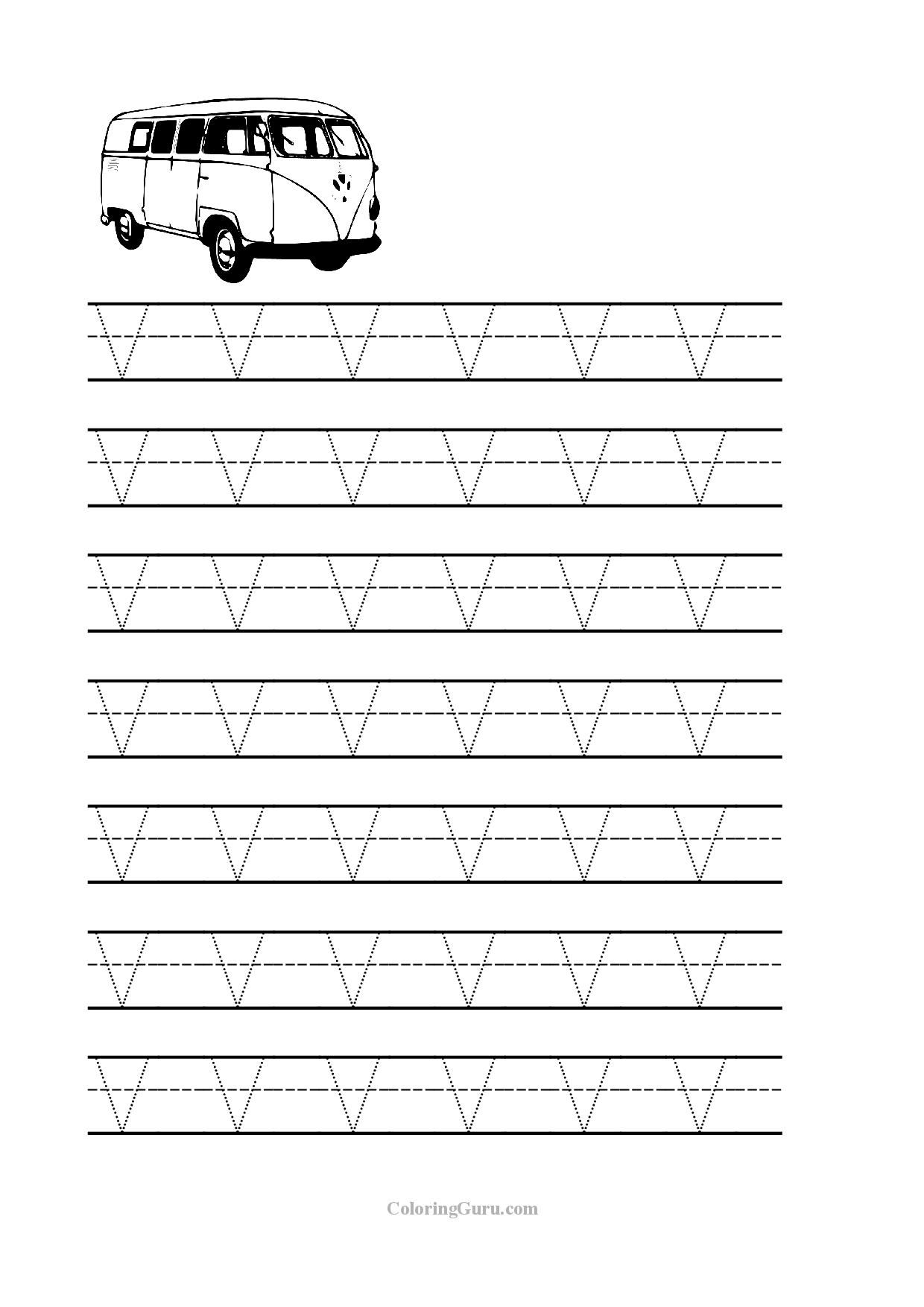 Free Printable Tracing Letter V Worksheets For Preschool within Tracing Letter V Worksheets