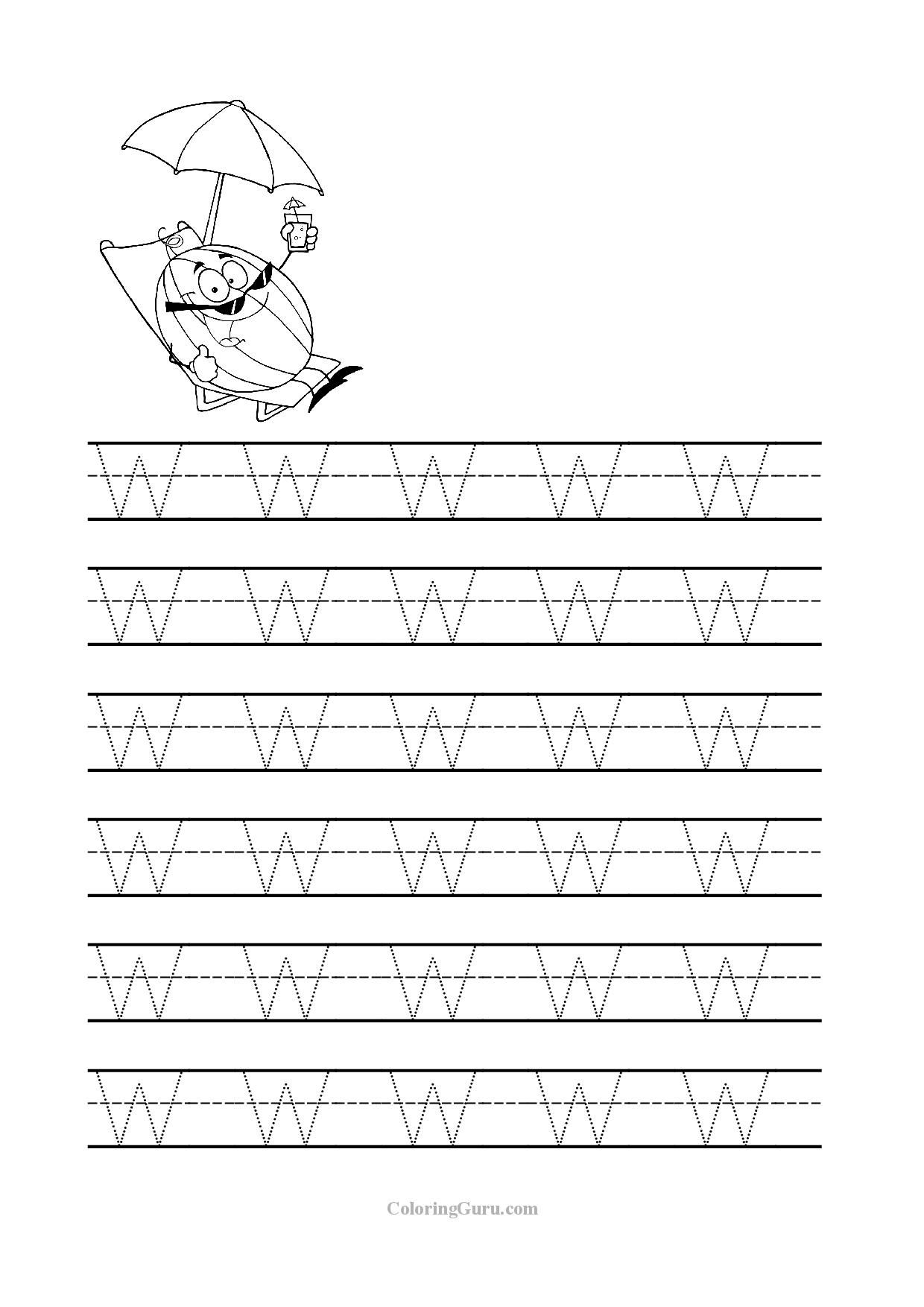 Free Printable Tracing Letter W Worksheets For Preschool in Tracing Letter W Worksheets