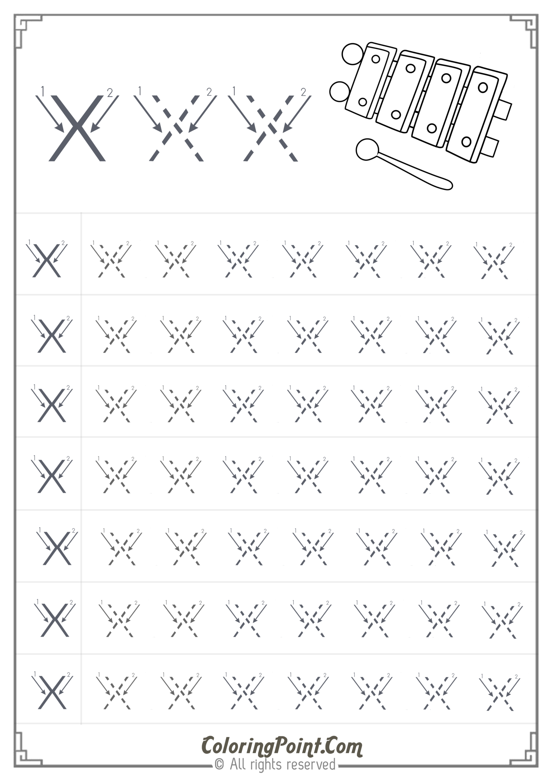 tracing letter x worksheets tracinglettersworksheetscom