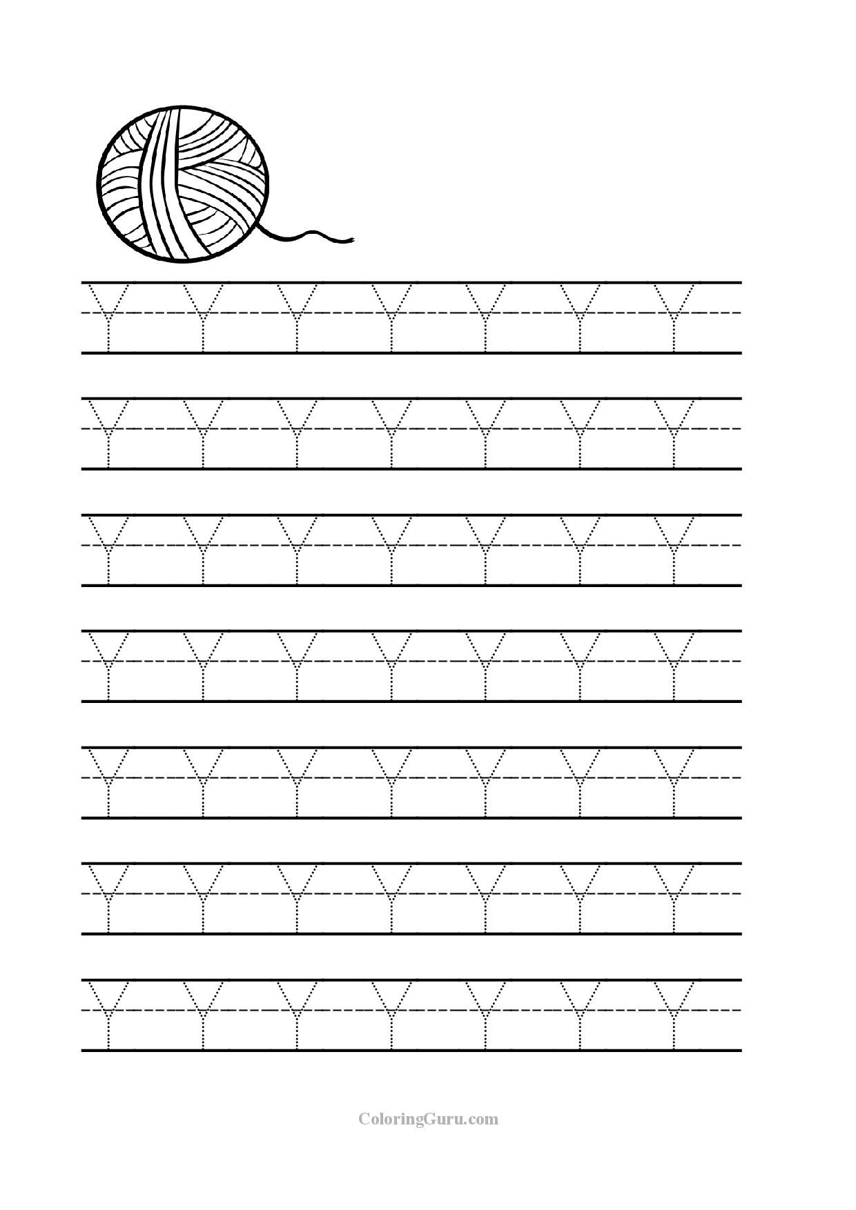Free Printable Tracing Letter Y Worksheets For Preschool pertaining to Trace Letter Y Worksheets