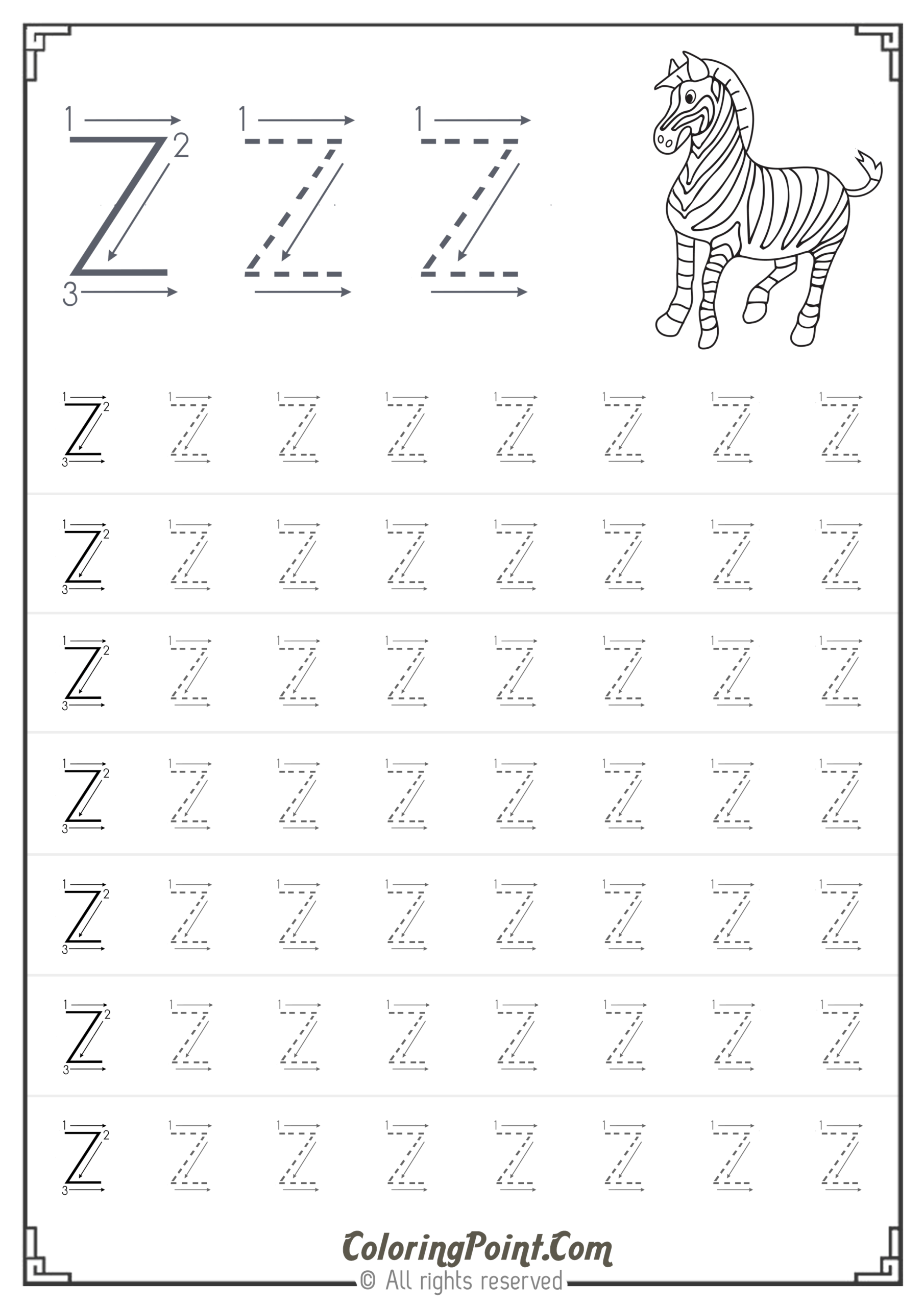 Free Tracing Letters Worksheet | Printable Worksheets And regarding Tracing Letter Z Worksheets