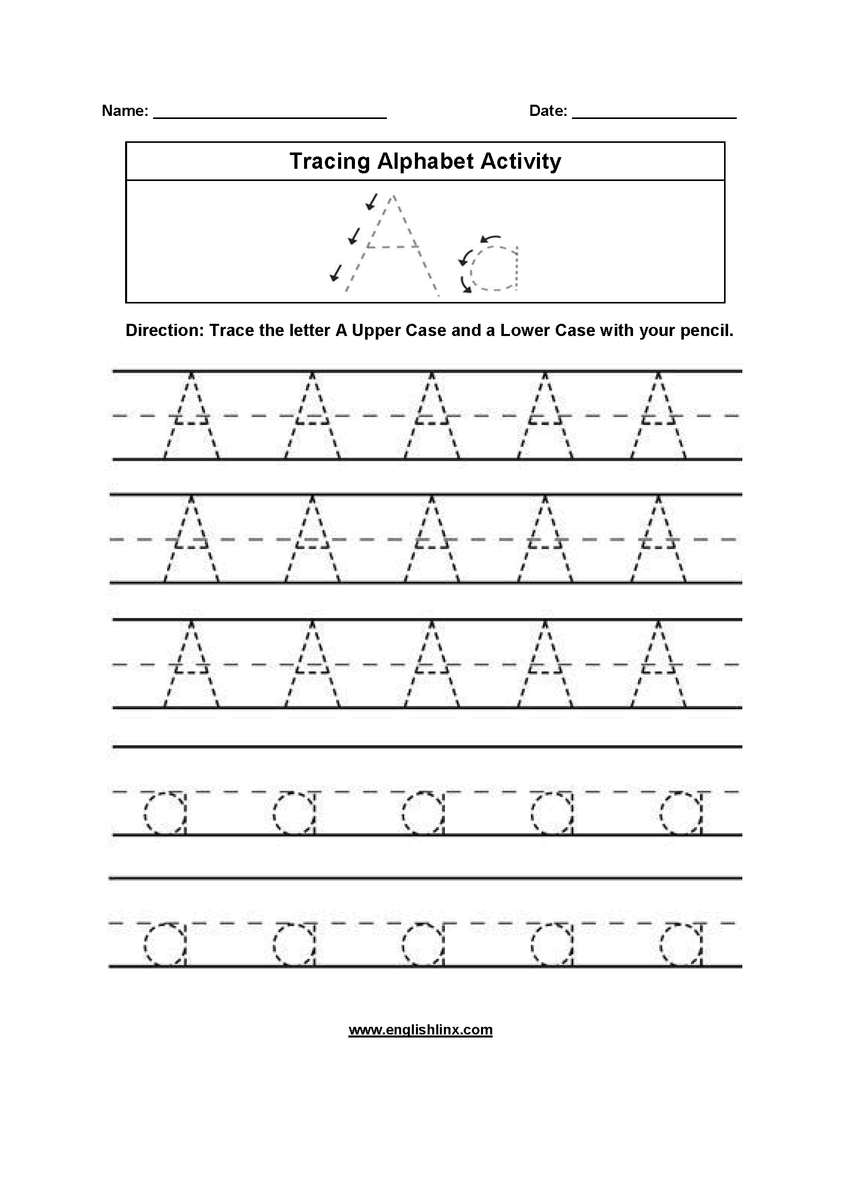 Free Tracing Letters Worksheet | Printable Worksheets And with regard to Trace Letter A Worksheets Free