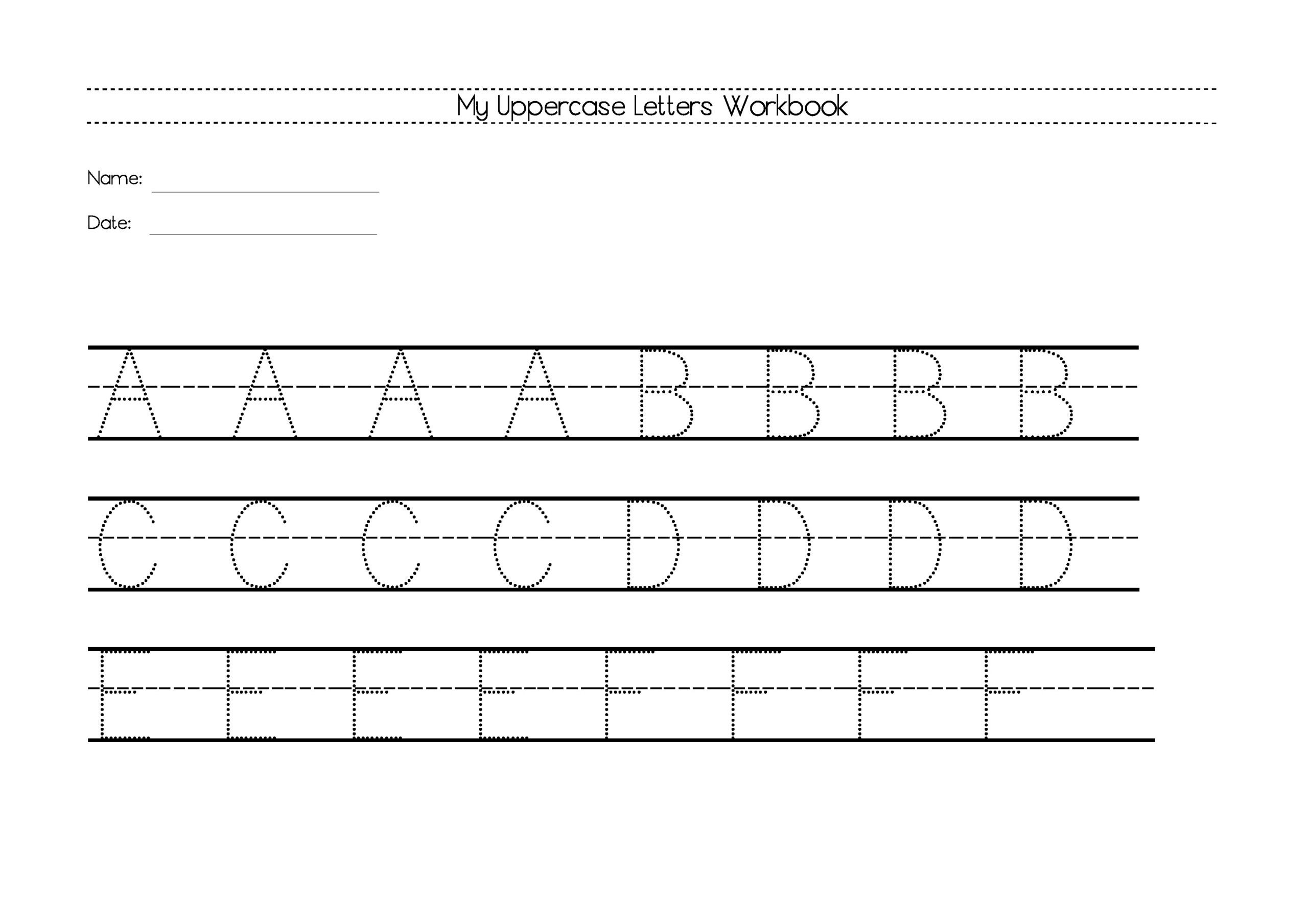 Free Uppercase Letters Worksheets | The Resources Of Islamic pertaining to Letter Tracing Worksheets Uk