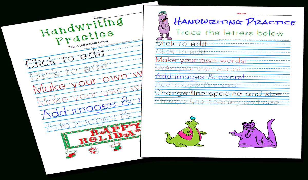 Handwriting Practice And Copywork Worksheets Maker regarding Tracing Letters Maker