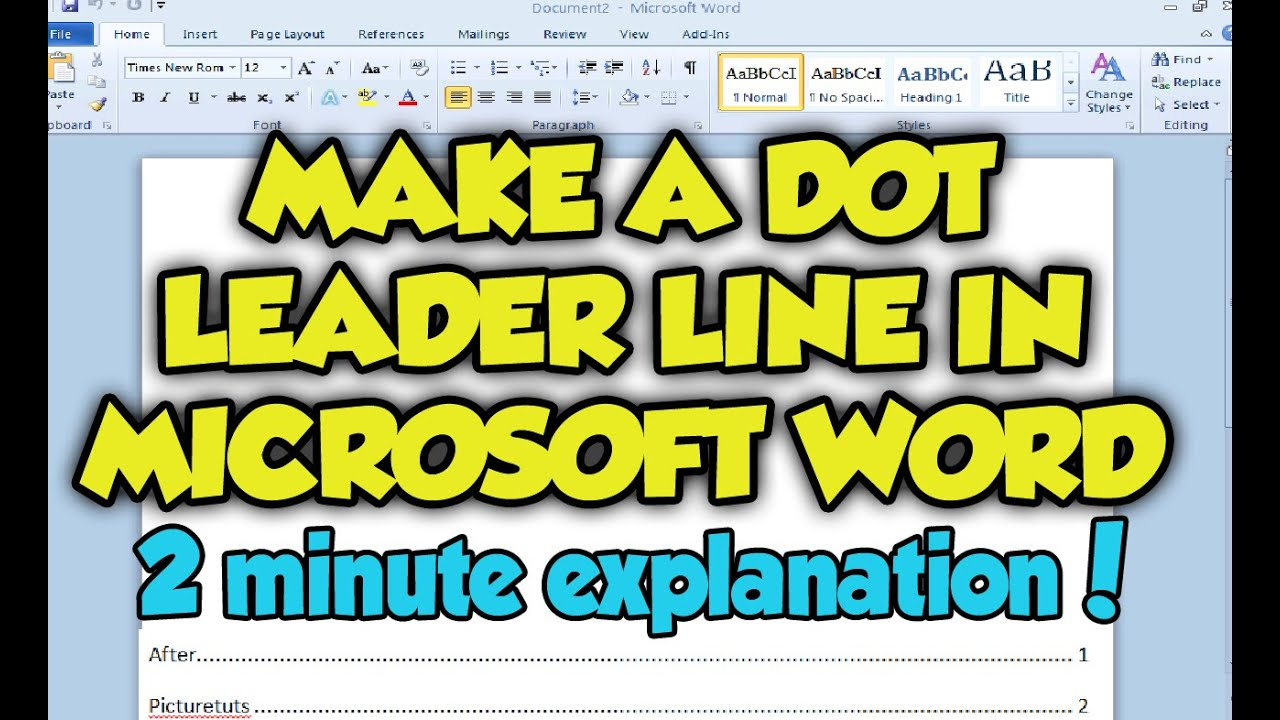 How To Create A Dot Leader Line In Microsoft Word 2010 - Dot Leader Line  Word 2010 / 2007 Tutorial within How To Make Tracing Letters In Microsoft Word 2010