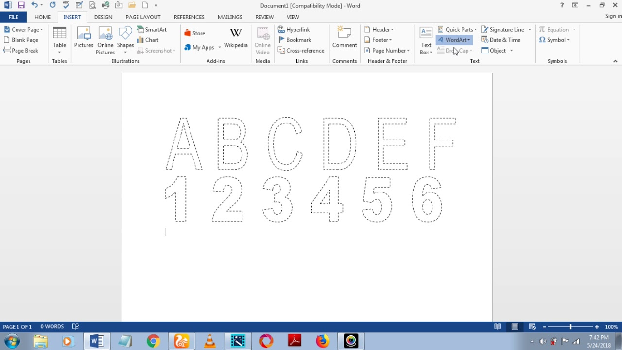 How To Make Dashed Letters And Number Tracing In Microsoft for How To Make Dotted Letters For Tracing