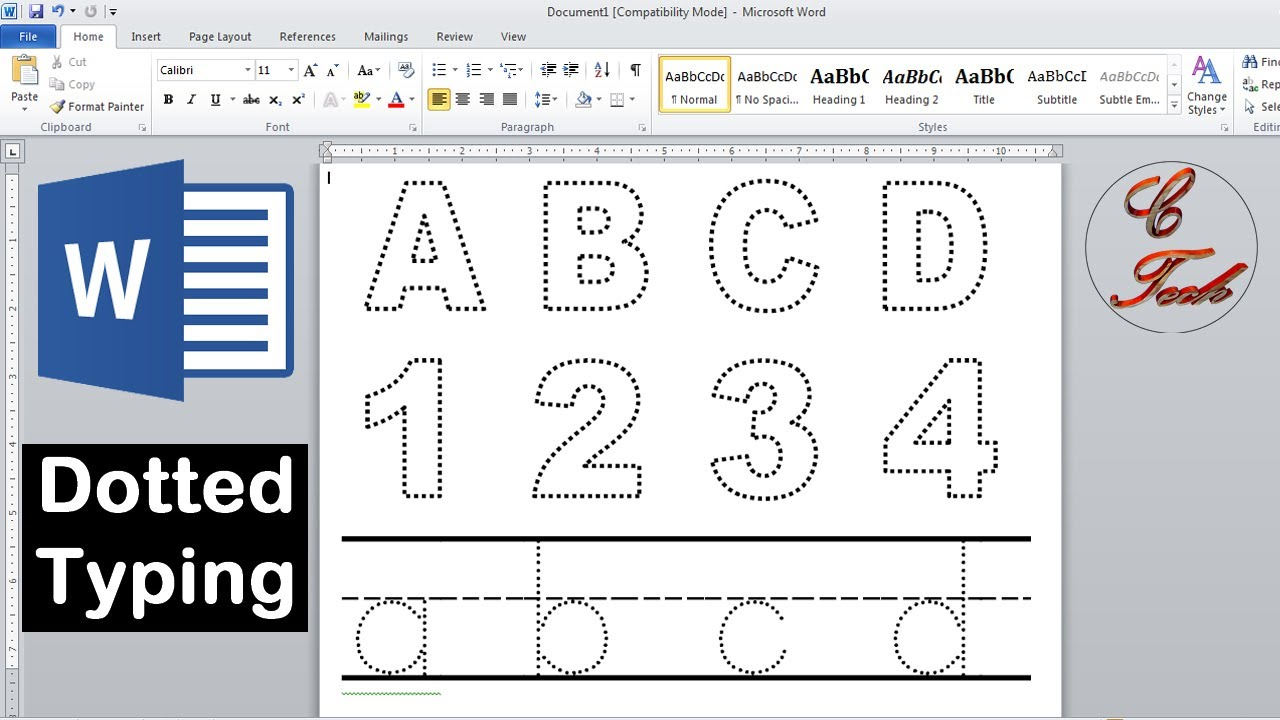 How To Make Dotted Typing Design In Microsoft Word inside Tracing Letters Font In Microsoft Word