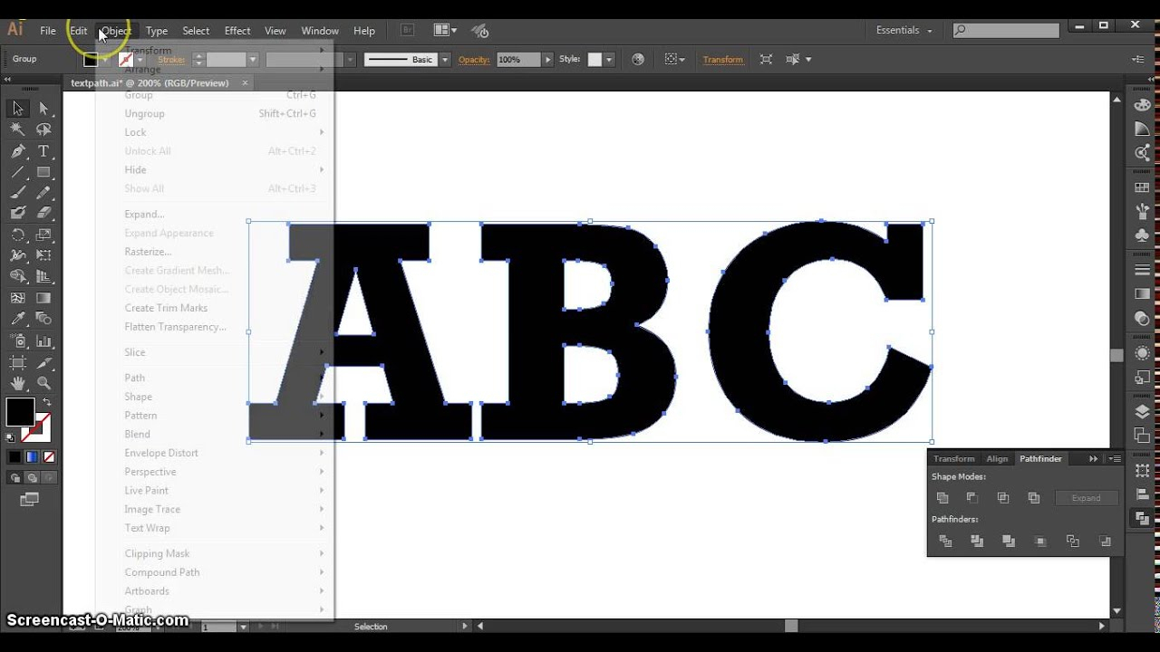 Illustrator Cc: How To Convert Text To Outlines for Tracing Letters In Illustrator