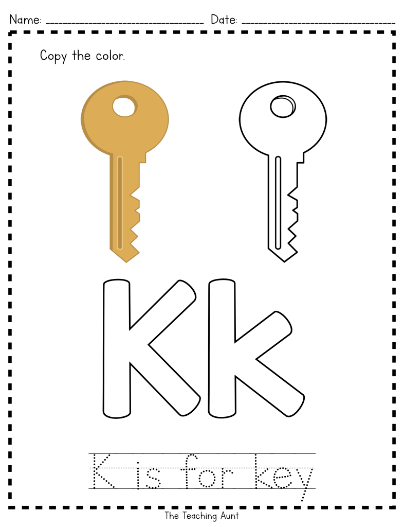 K Is For Key: Paper Pasting Activity | Letter Worksheets For with Tracing And Copying Letters Worksheets