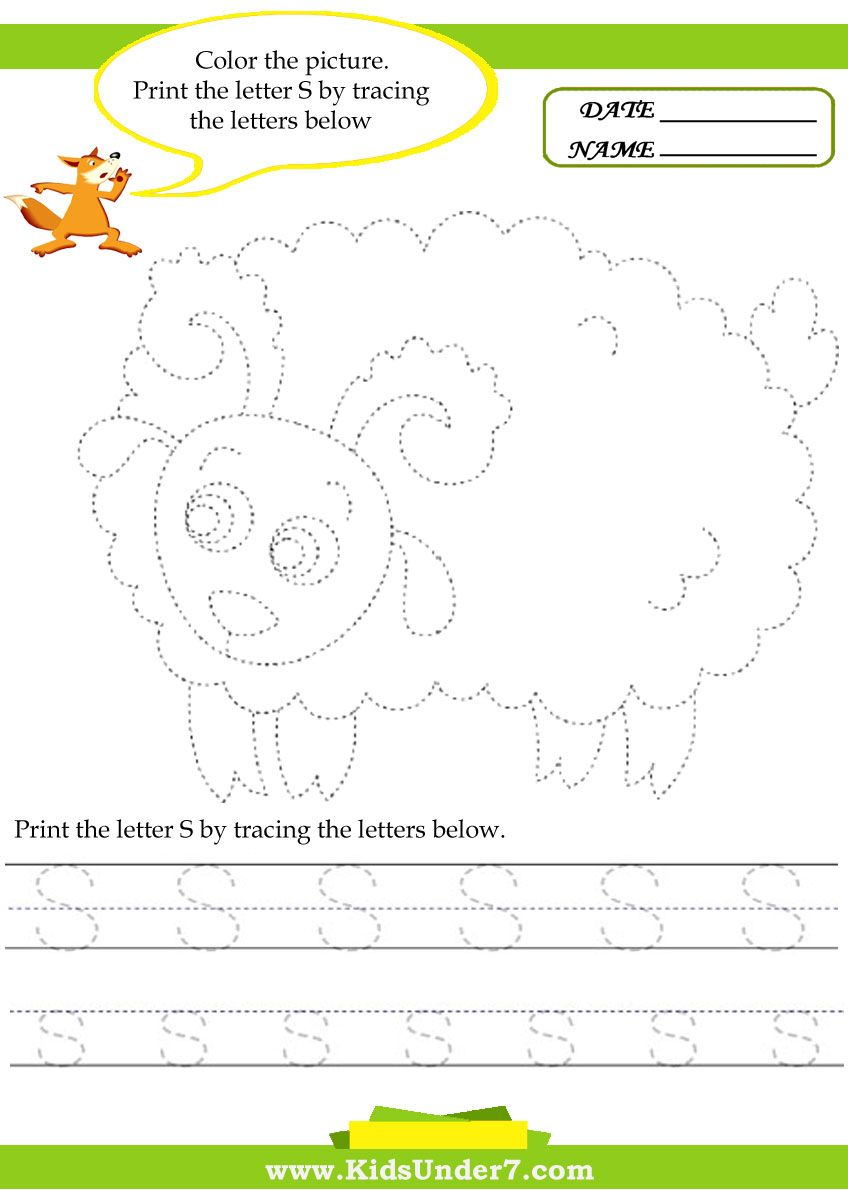 Kids Under 7: Alphabet Worksheets.trace And Print Letter S inside Children&amp;amp;#039;s Tracing Letters