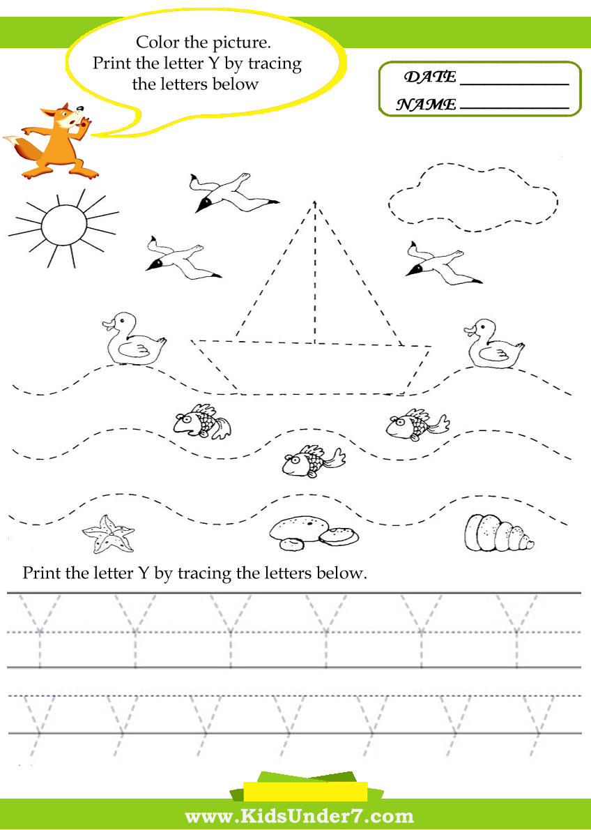 Kids Under 7: Alphabet Worksheets. Trace And Print Letter Y with regard to Tracing Letter Y Worksheets