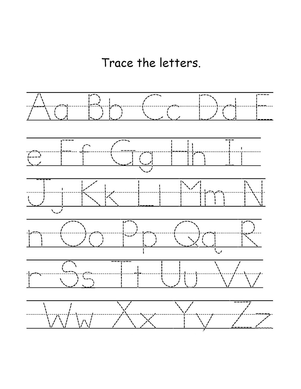 Kids Worksheets Az Printable Traceable Alphabet Z Activity in Free Tracing Letters A-Z Worksheets