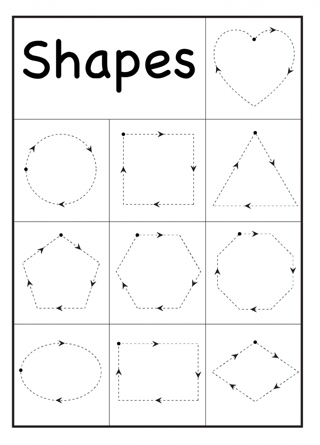 Kids Worksheets Free Printable Preschool Shapes Tracing pertaining to Tracing Shapes And Letters