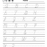 Kindergarten Cursive Handwriting Worksheet Printable for Cursive Capital Letters Tracing