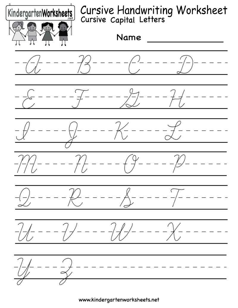 Kindergarten Cursive Handwriting Worksheet Printable for Cursive Capital Letters Tracing