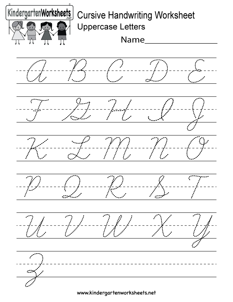 Kindergarten Cursive Handwriting Worksheet Printable inside Tracing Cursive Alphabet Letters