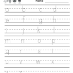 Kindergarten Dash Trace Handwriting Worksheet Printable for Handwriting Tracing Letters