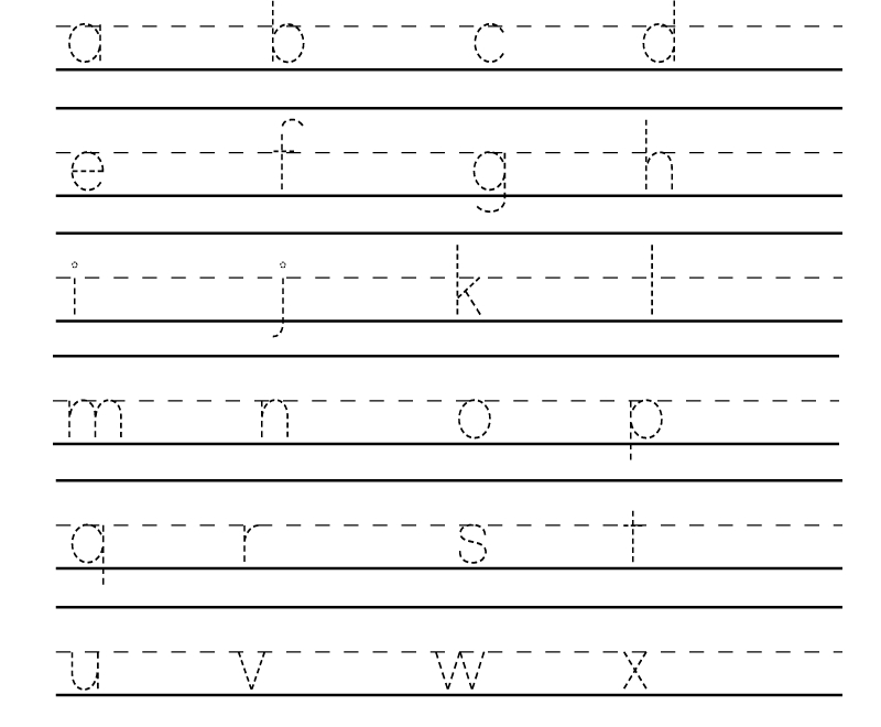 Kindergarten Dash Trace Handwriting Worksheet Printable for Handwriting Tracing Letters