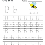 Kindergarten Letter B Writing Practice Worksheet Printable for Free Online Tracing Letters