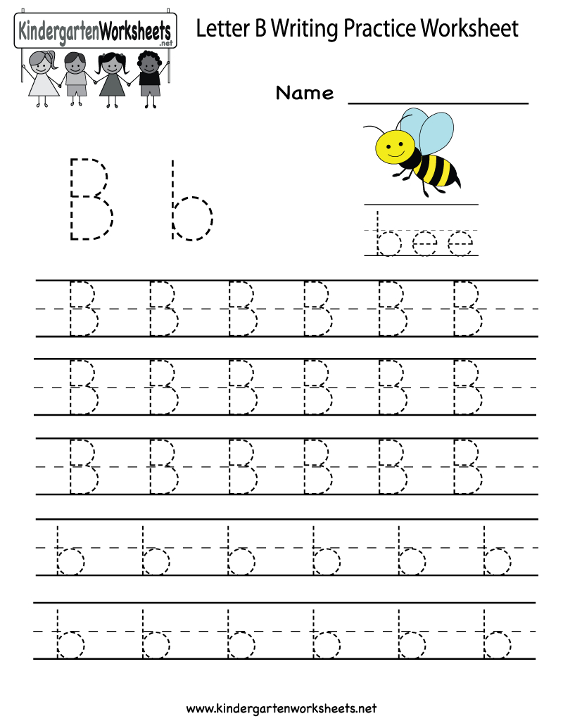 Kindergarten Letter B Writing Practice Worksheet Printable for Free Online Tracing Letters
