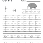 Kindergarten Letter E Writing Practice Worksheet Printable inside E Letter Tracing Worksheet