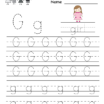 Kindergarten Letter G Writing Practice Worksheet Printable for G Letter Tracing Worksheet