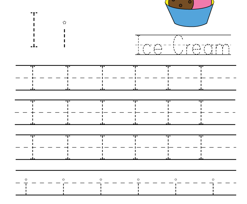 Kindergarten Letter I Writing Practice Worksheet Printable throughout Creating Tracing Letters Worksheets