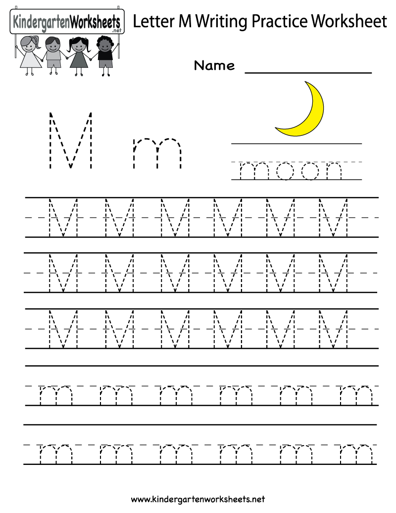 Kindergarten Letter M Writing Practice Worksheet Printable with regard to Tracing Letter M Worksheets