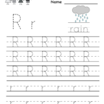 Kindergarten Letter R Writing Practice Worksheet Printable for Handwriting Practice Tracing Letters