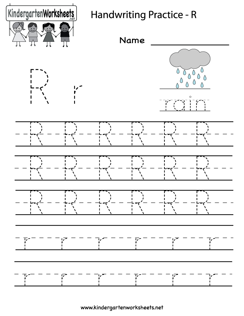 Kindergarten Letter R Writing Practice Worksheet Printable regarding Tracing Letter R Worksheets