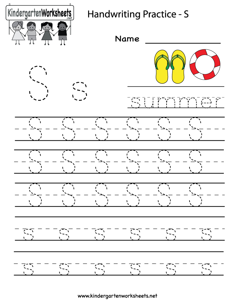 Kindergarten Letter S Writing Practice Worksheet Printable inside S Letter Tracing Worksheet