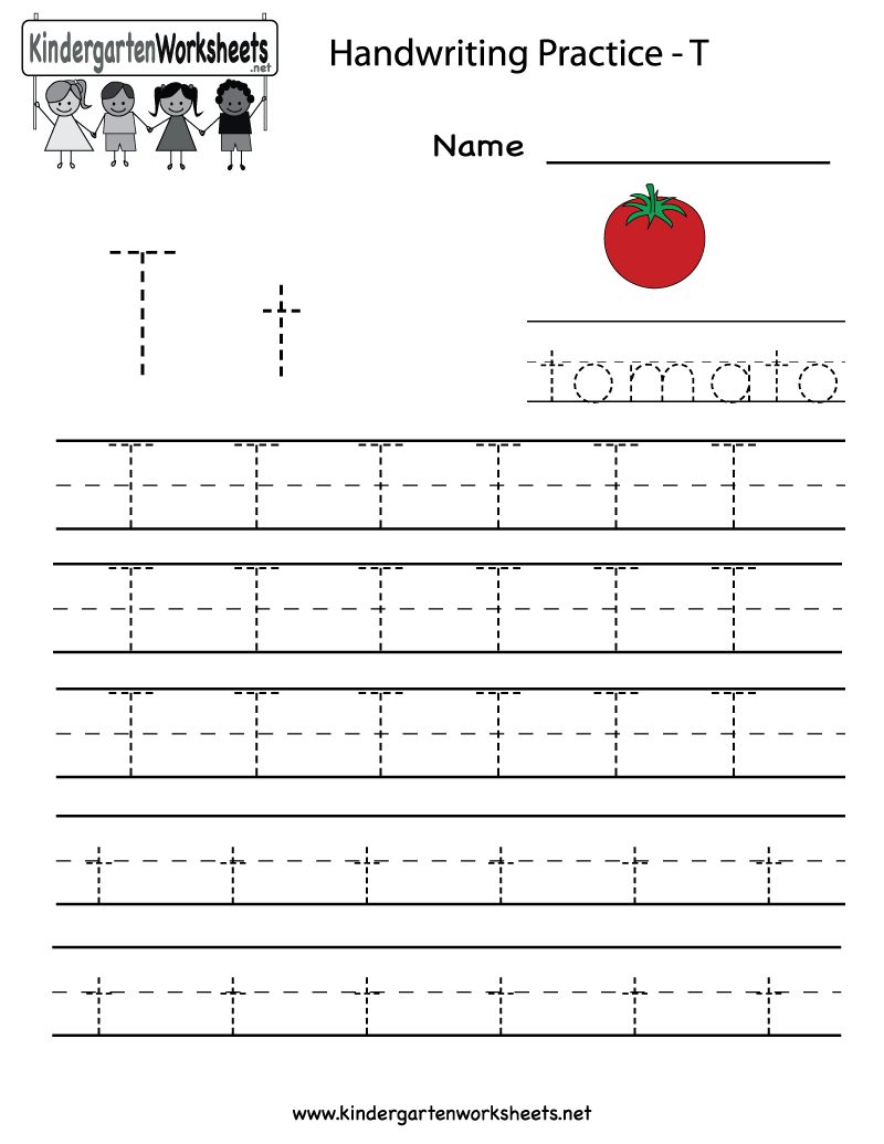 Kindergarten Letter T Writing Practice Worksheet Printable with regard to Letter T Tracing Worksheet